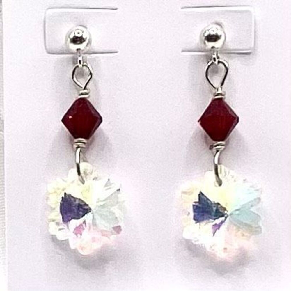 AAZ Sterling Silver Crystal Dangle Earrinigs